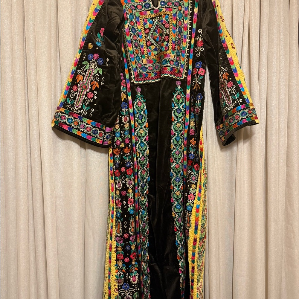 Embroidered Black Multicolor Maxi Dress